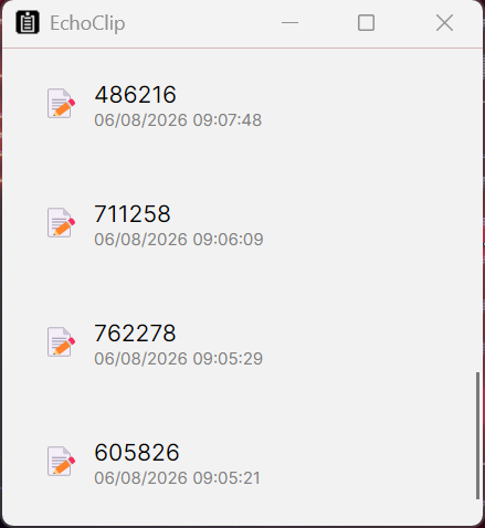 Capture d'écran de l'application EchoClip