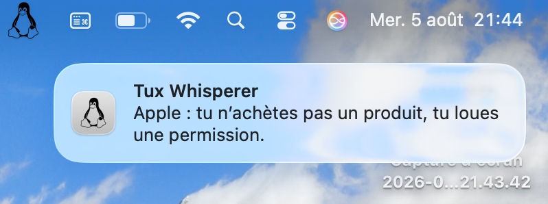 Capture d'écran de Tux Whisperer